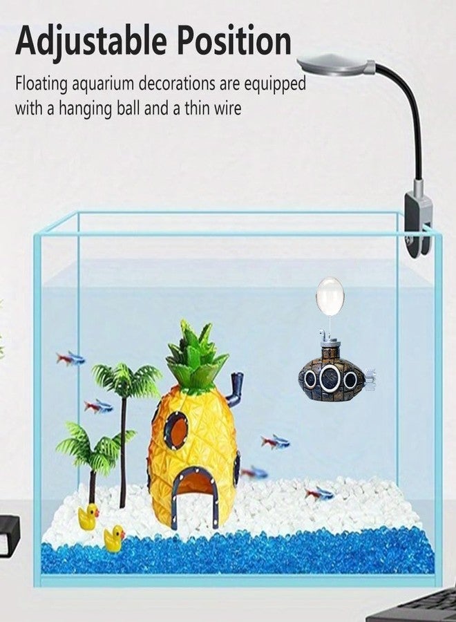 Herxsin Floating Fish Tank Decoration, Resin Retro Submarine Aquarium Decor Artificial Aquarium Decoration with Ball Fish Tank Accessories(Color:Bronze) - Image 4